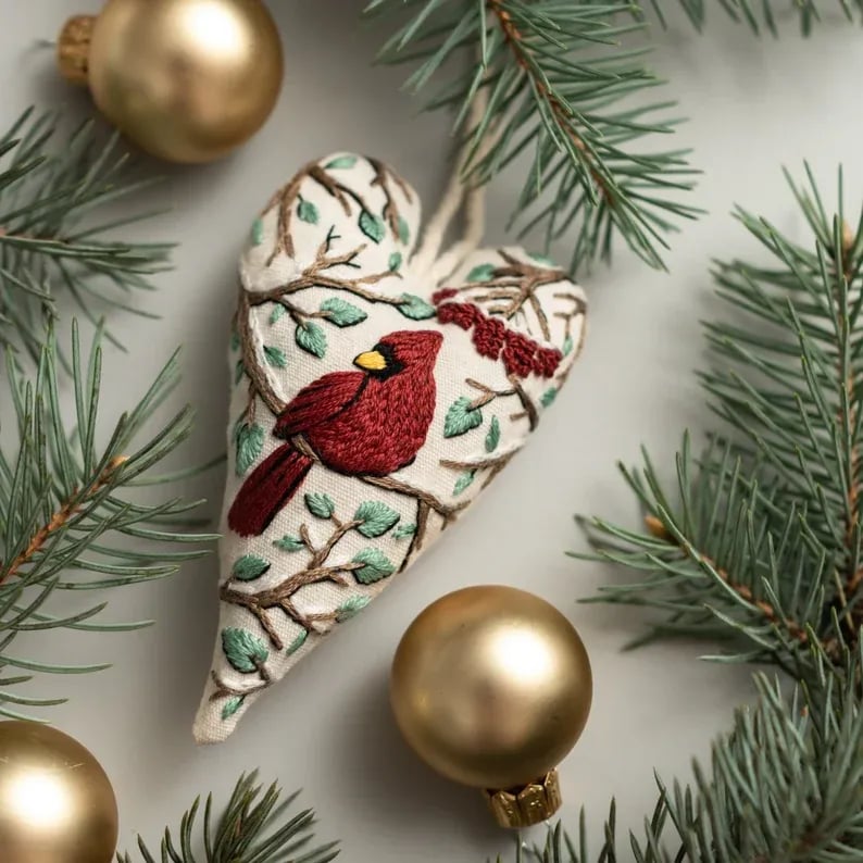 🎉2025 Christmas Sale 49% Discount - DIY Heart Shaped Hand Embroidered Christmas Ornament Kit