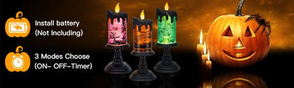 🔥LAST DAY 49% OFF - Halloween Snow Globe Flameless Candle with Timer