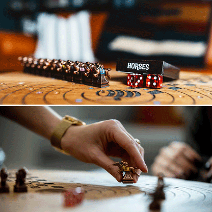 🔥LAST DAY 49% OFF - Scratched Horses Game made from a whiskey barrel