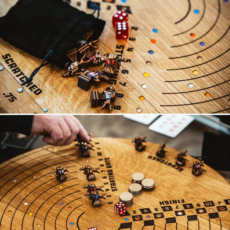 🔥LAST DAY 49% OFF - Scratched Horses Game made from a whiskey barrel