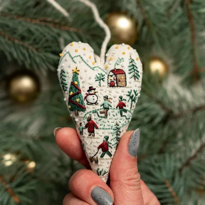 🎉2025 Christmas Sale 49% Discount - DIY Heart Shaped Hand Embroidered Christmas Ornament Kit