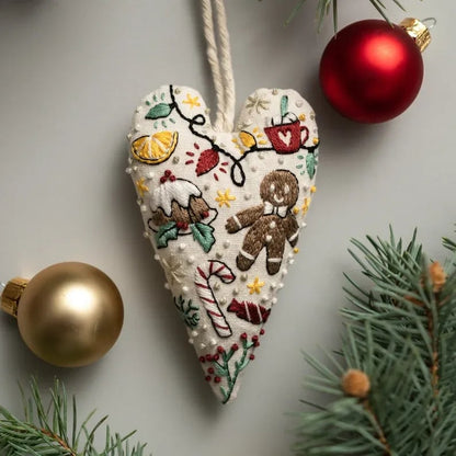 🎉2025 Christmas Sale 49% Discount - DIY Heart Shaped Hand Embroidered Christmas Ornament Kit