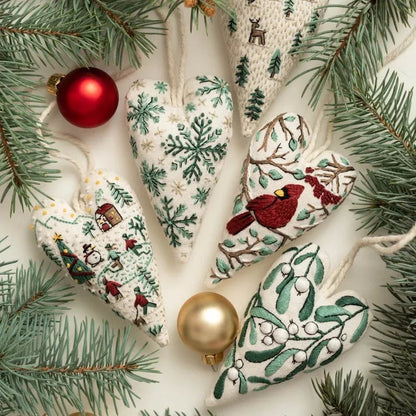 🎉2025 Christmas Sale 49% Discount - DIY Heart Shaped Hand Embroidered Christmas Ornament Kit