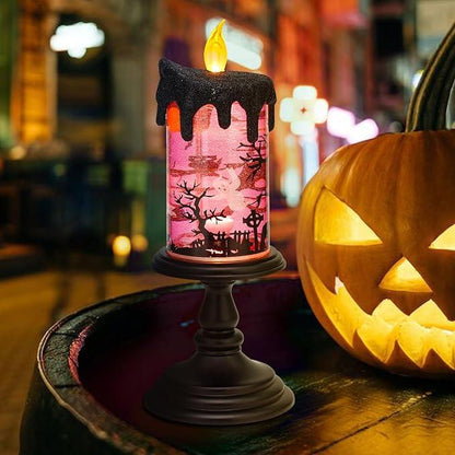 🔥LAST DAY 49% OFF - Halloween Snow Globe Flameless Candle with Timer